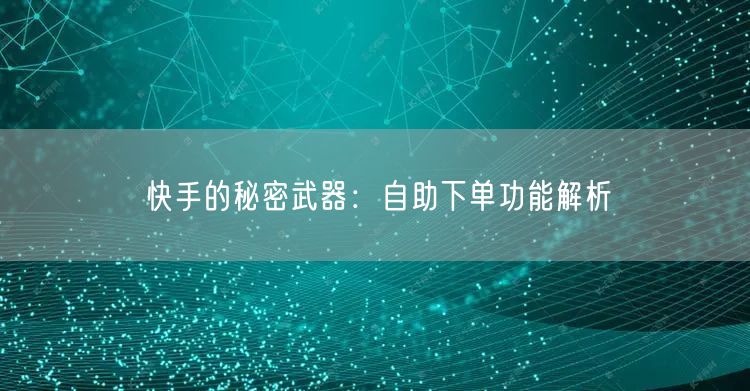 快手的秘密武器：自助下单功能解析
